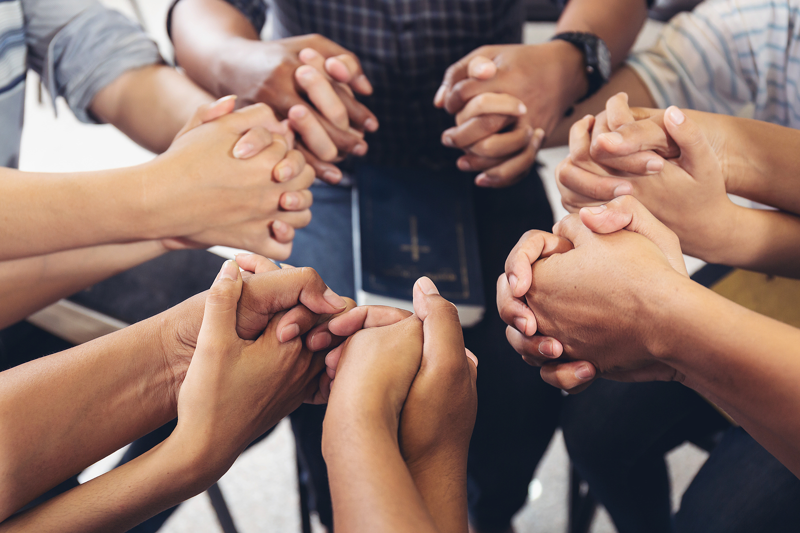 Group Community People Diverse Hands Holding Circle To Pray For